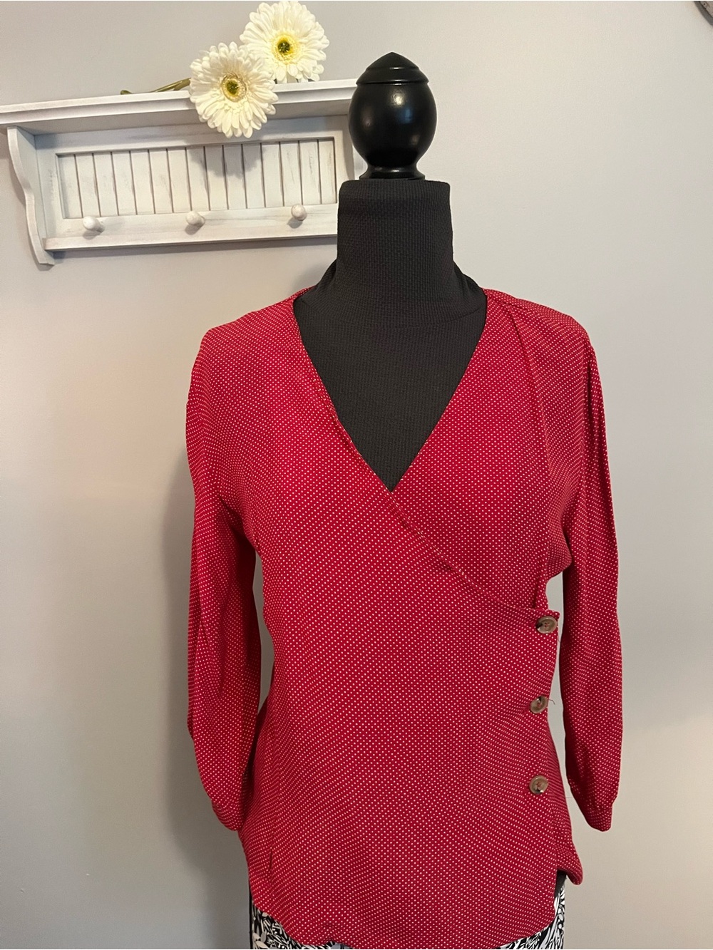 Mango Red Polka Dot Casual Blouse